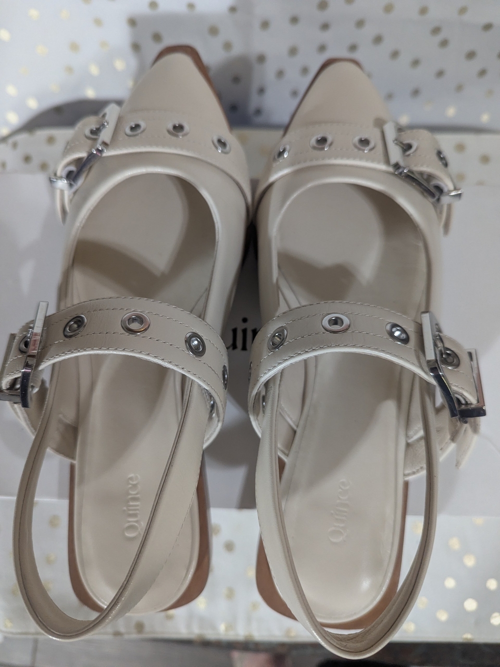 Quince Italian Leather Bold Buckle Slingback Flats Leather Shoes